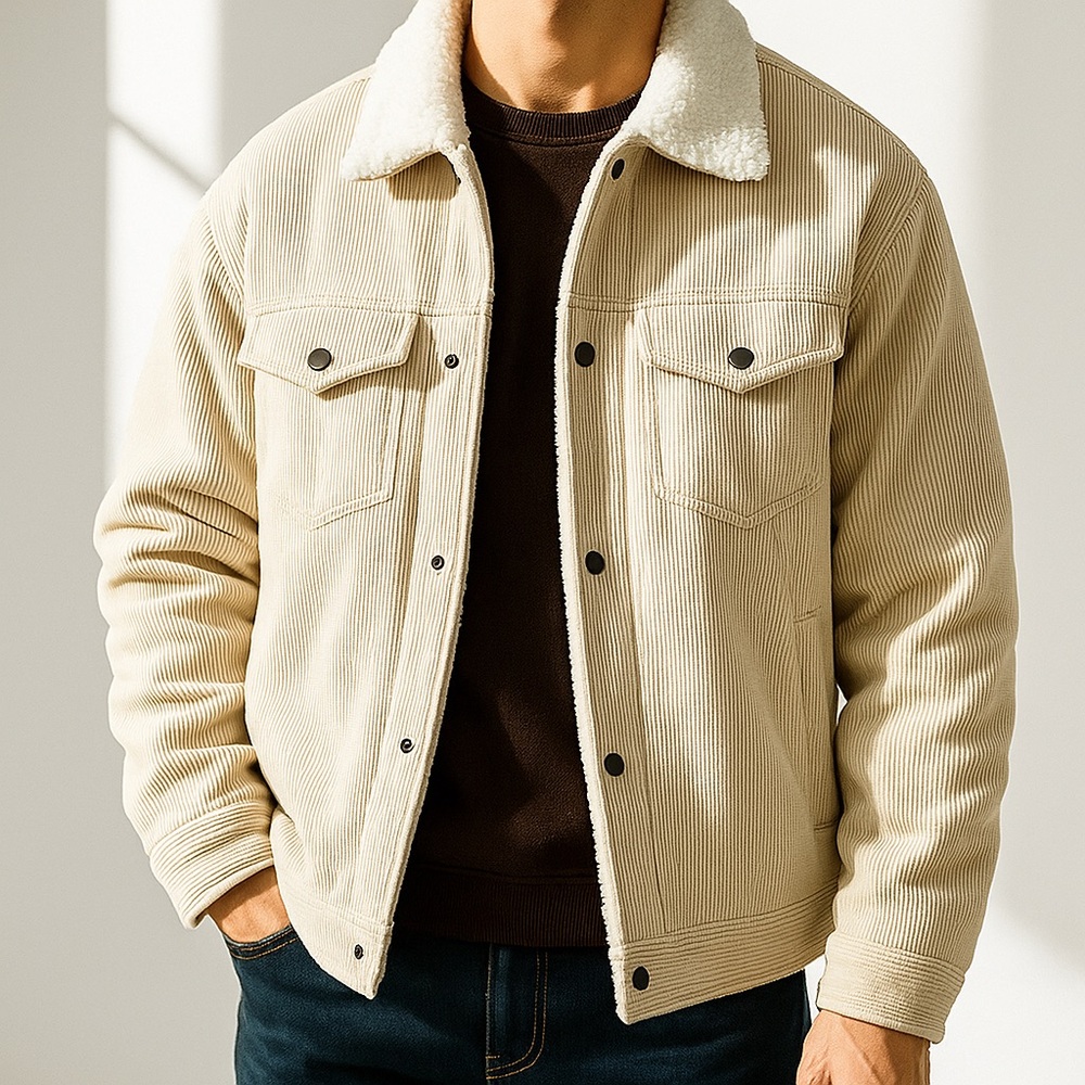 Brooklyn Cloth Men's Cream Sherpa-Lined Jacket